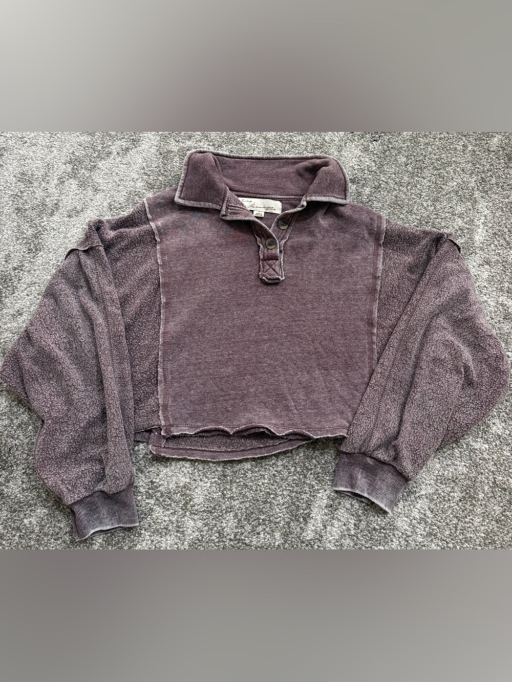 Vintage Havana Size Small Cropped Pullover Sweatshirt - Mauve